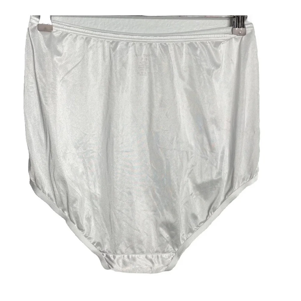 3pc Vintage Lot Vanity Fair Granny Panties White Nylon Satin Sissy‎ Size 8 XL